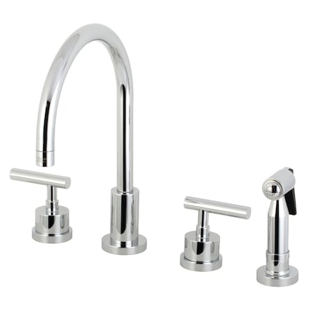 Kingston Brass KS8721CMLBS Manhattan 8" Widespread Kitchen Faucet W/Brass Spryr, Chrm KS8721CMLBS